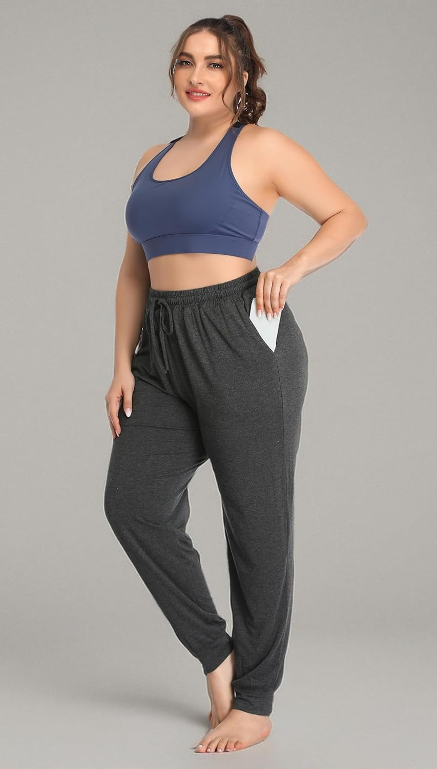 Women'S plus Size Casual Lounge Yoga Pants Comfy Relaxed Joggers Pants Drawstring with Pockets