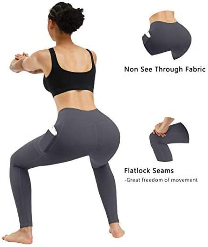 3 Pack High Waist Yoga Pants,Yoga Pants for Women Tummy Control Workout Pants 4 Way Stretch Leggings with Pockets