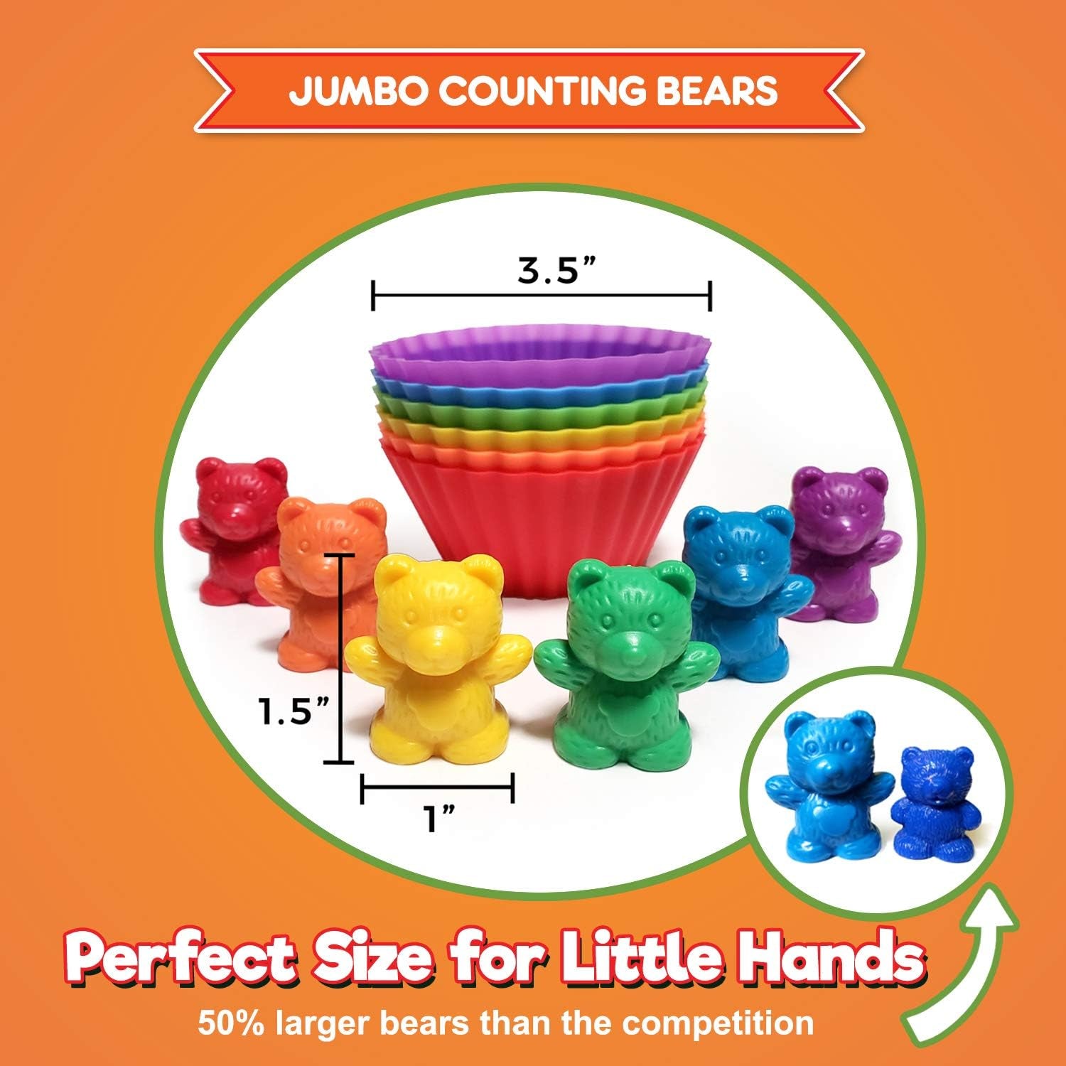 Jumbo Counting Bears with Stacking Cups - Montessori Educational Sorting Rainbow Toys for 3 Year Old Boys and Girls with 48 Preschool Math Manipulatives, Toy Storage and Toddler Games Ebook