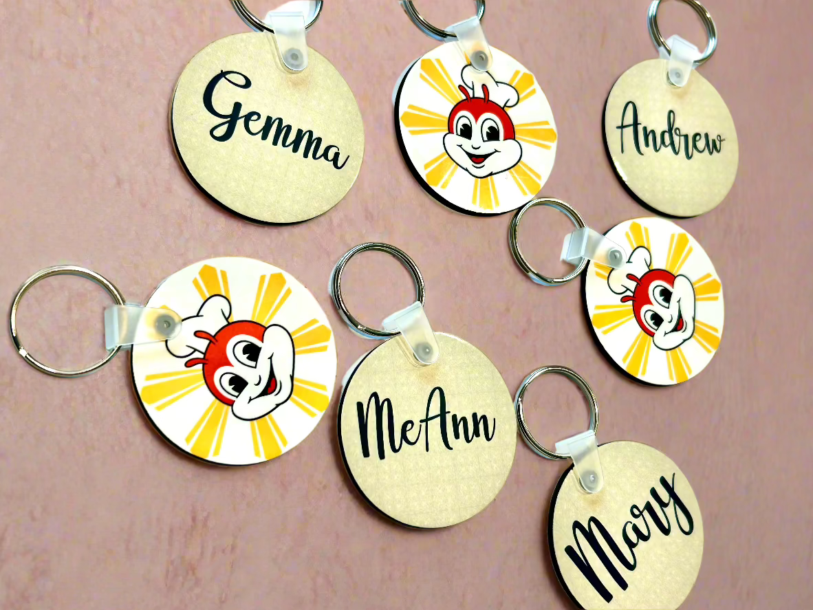 Double Sided Custom Personalized Wooden Keychain Set of 10