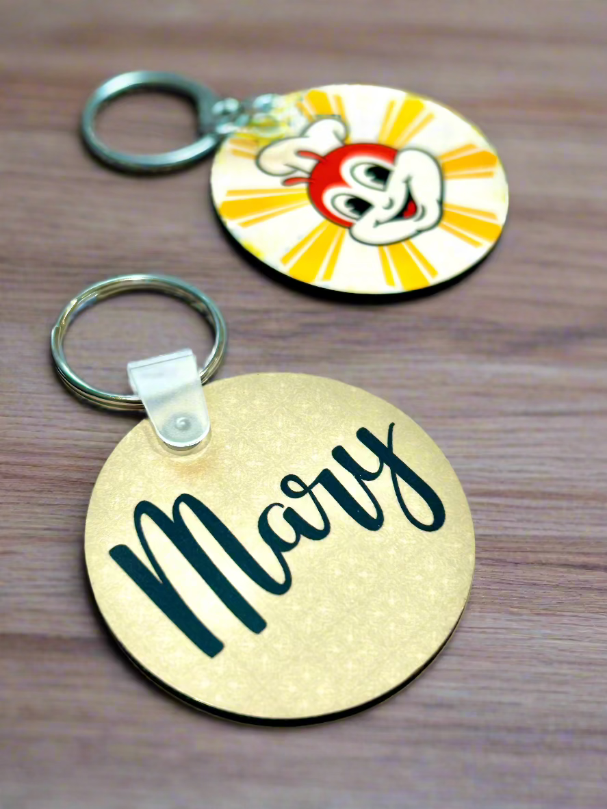 Double Sided Custom Personalized Wooden Keychain Set of 10