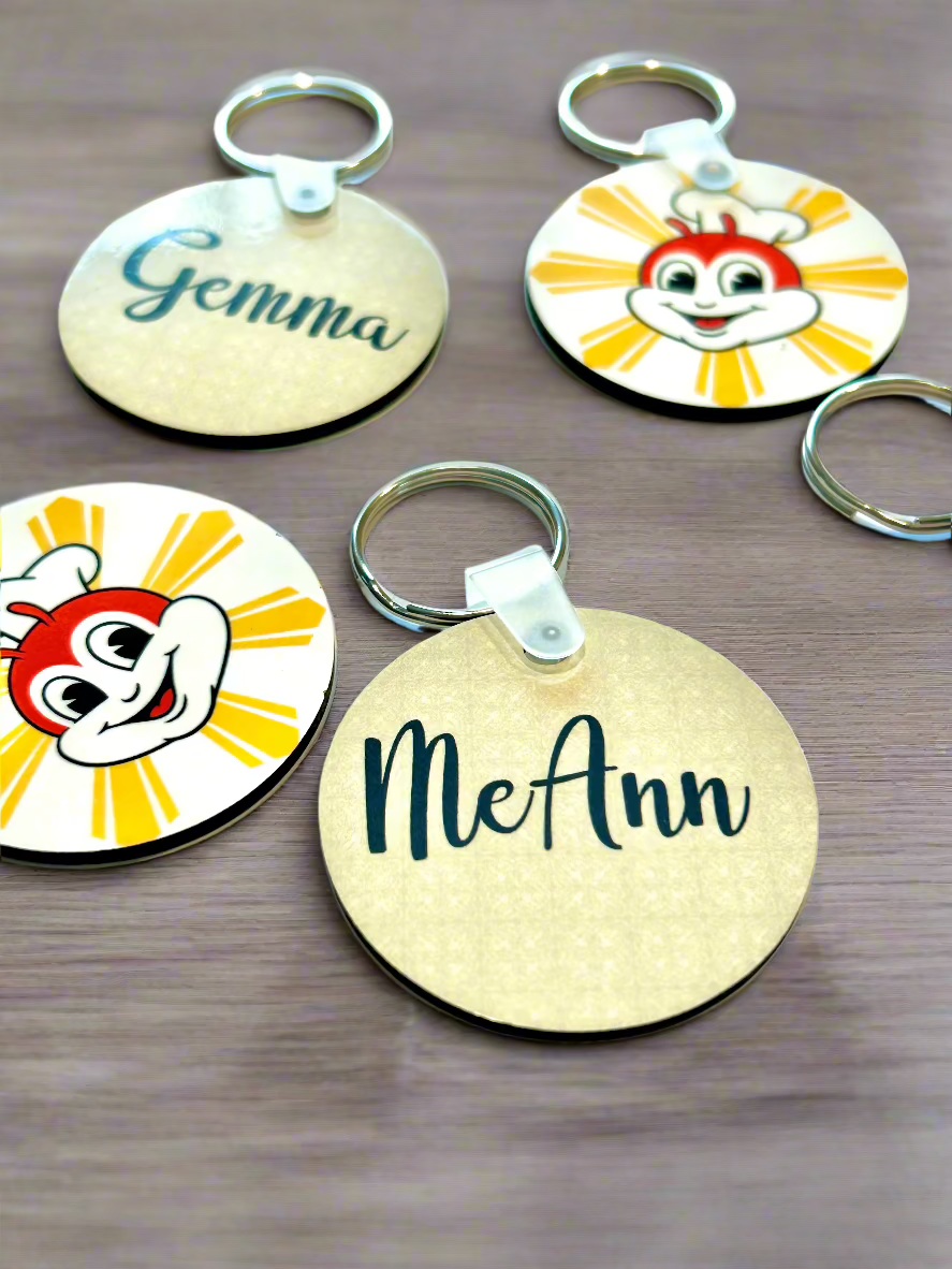 Double Sided Custom Personalized Wooden Keychain Set of 10