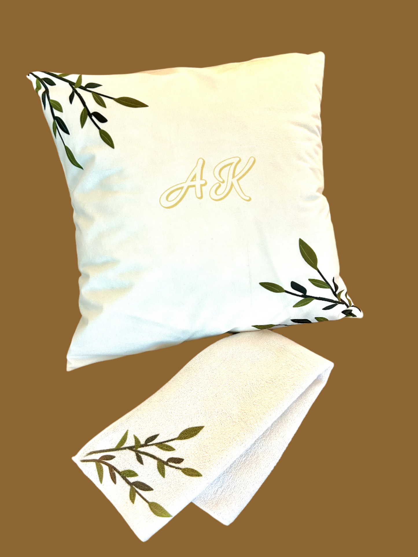 Personalized Spring Collection Throw Pillow Cover and Kitchen towel Set of 2