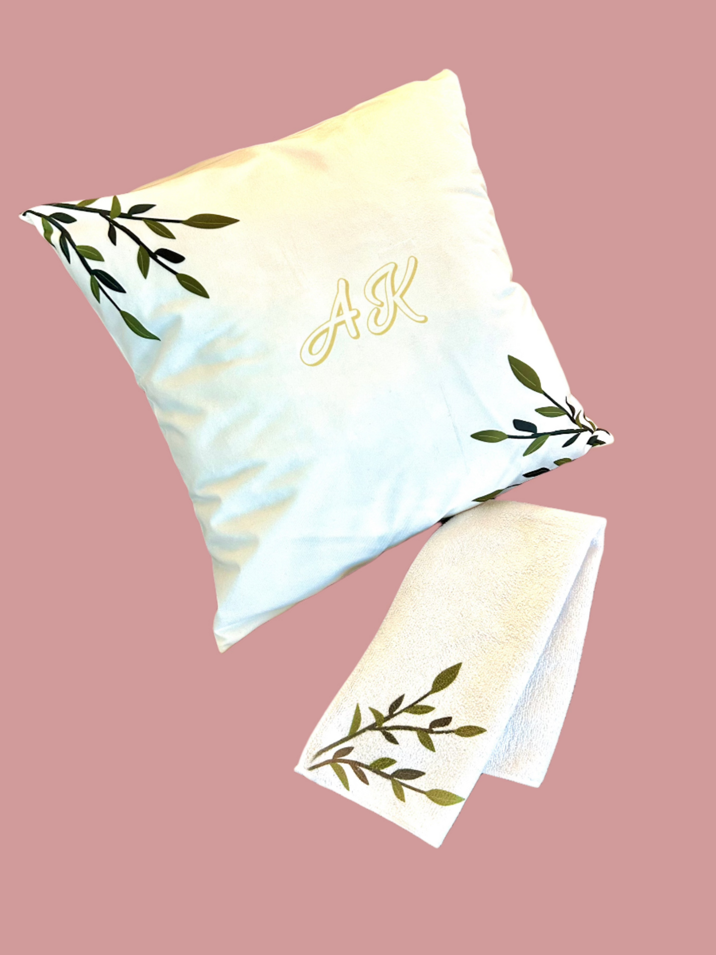 Personalized Spring Collection Throw Pillow Cover and Kitchen towel Set of 2