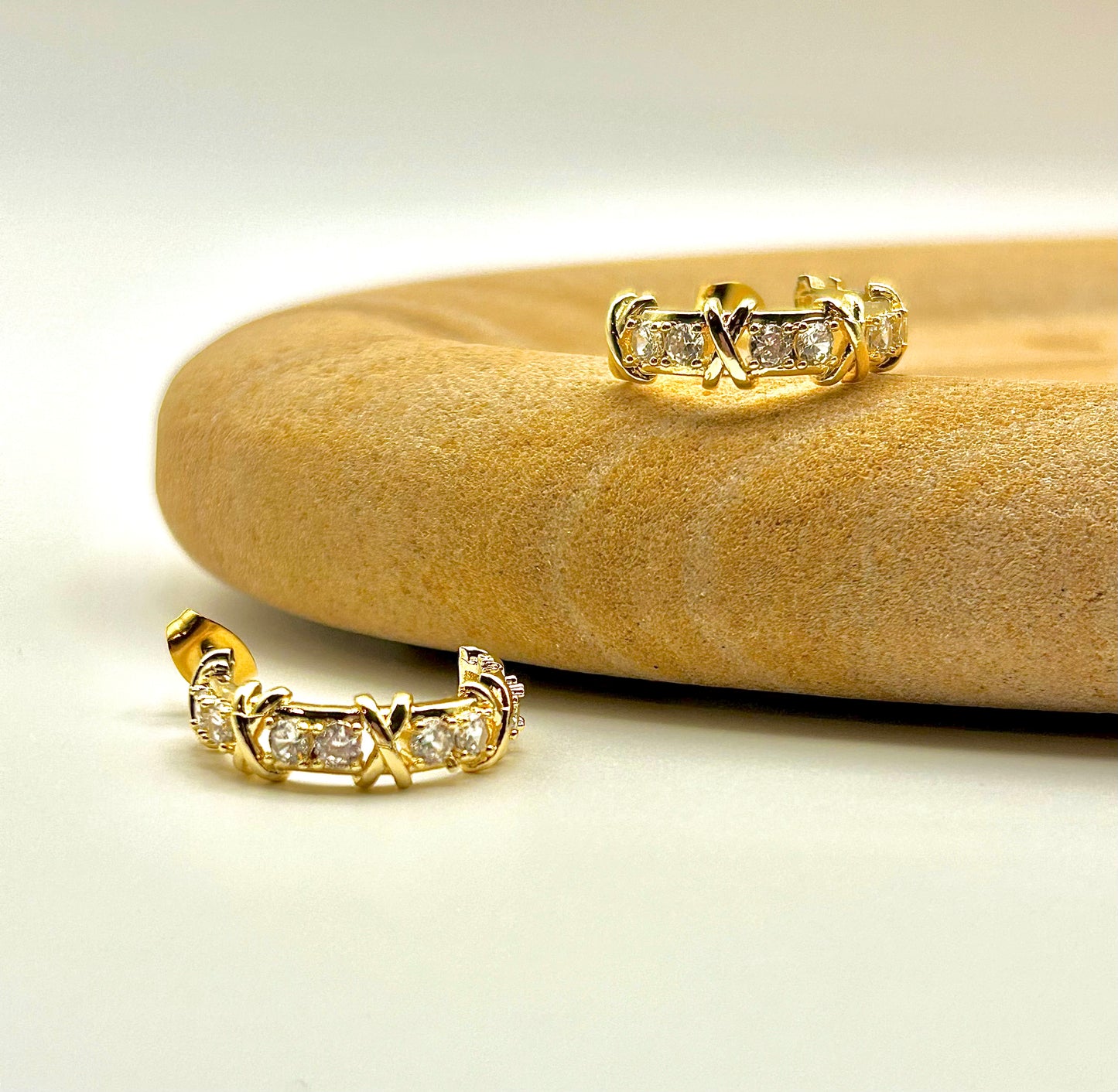 18K Gold Plated Millie Half Hoop Stud Earrings