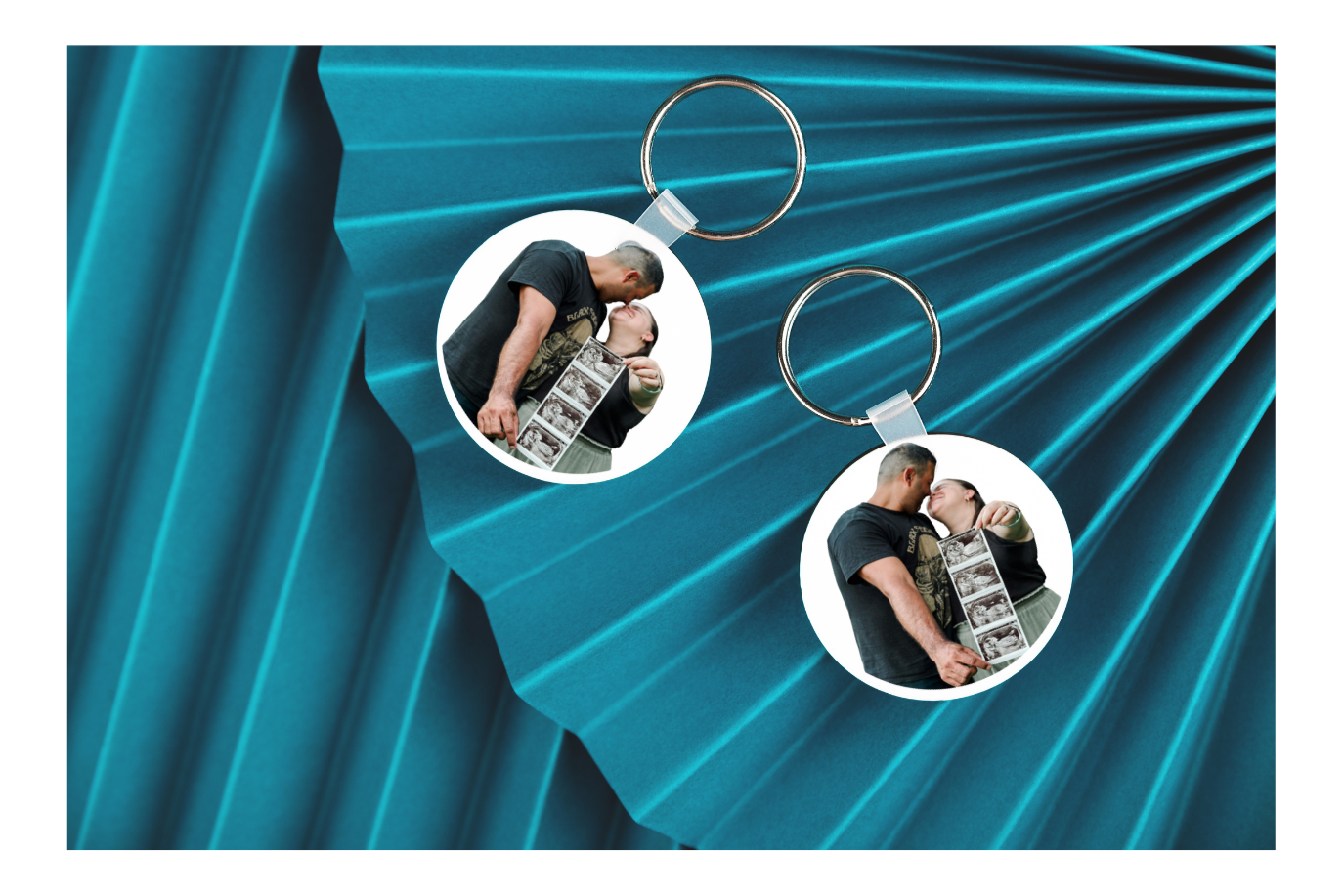 Personalized Photo Round Wood Keychain Set of 4