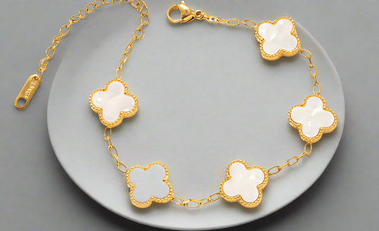 18K Gold Plated White Flower Bracelet