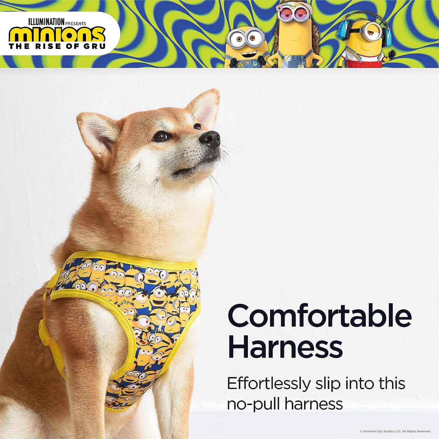 the Rise of Gru Size Medium Dog Harness | Yellow Medium Dog Harness  in a Row | Comfortable No-Pull Mesh Dog Harness for Mid Size Dogs, Cute Dog Apparel & Accessories