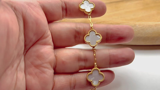 18K Gold Plated White Flower Bracelet